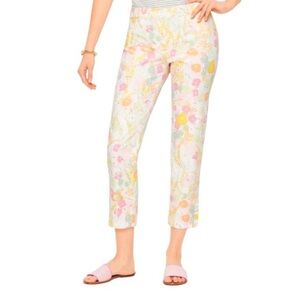 TALBOTS PERFECT CROP SPRING ABSTRACT FLORAL PANTS, CURVY FIT SIZE 2P